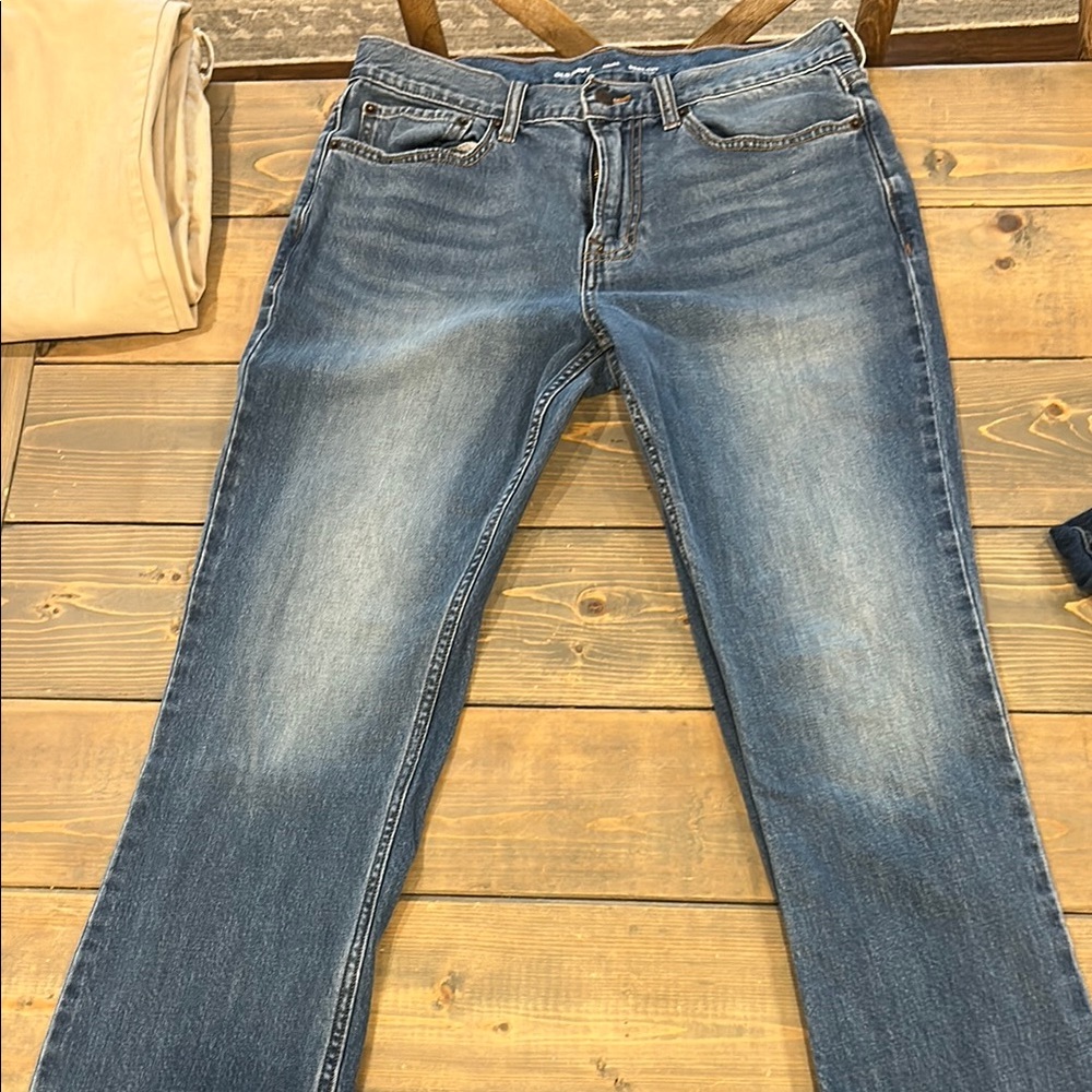 3 Pairs Old Navy Blue and Tan Bootcut Jeans 32X34 - Picture 6 of 10
